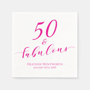 Serviette En Papier 50 ans et fabuleux Cinquantième anniversaire Rose