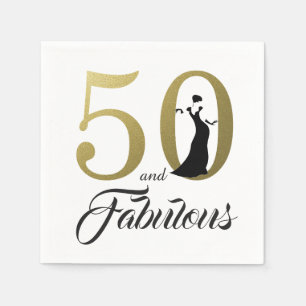 Serviette En Papier 50 ans et Fabuleux Fête d'anniversaire en or