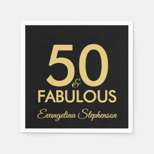Serviette En Papier 50 ans et Fabuleux Moderne Noir Or 50e Anniversair
