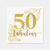 Serviette En Papier 50 ans et typographie dorée fabuleuse (Devant)