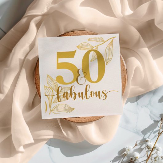 Serviette En Papier 50 ans et typographie dorée fabuleuse