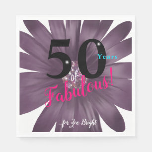 Serviette En Papier 50 ans Fabuleux marguerite violette élégante avec