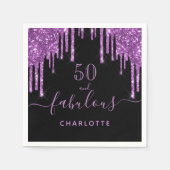 Serviette En Papier 50 ans fabuleux noir paillettes scintillantes viol (Devant)