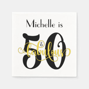 Serviette En Papier 50 et anniversaire noir et jaune fabuleux de