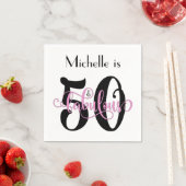 Serviette En Papier 50 et anniversaire noir et rose fabuleux de (En situation)