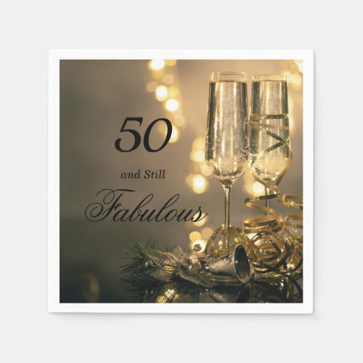 Serviette En Papier 50 et encore fabuleux Elegant Black Gold Anniversa (Devant)