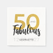 Serviette En Papier 50 et Fab Anniversaire Script papier (Devant)