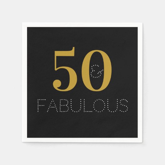 Serviette En Papier 50 et fabuleuse Black Gold Birthday Party (Devant)