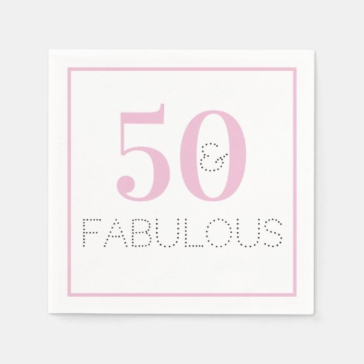 Serviette En Papier 50 et fabuleuse fête d'anniversaire moderne rose (Devant)