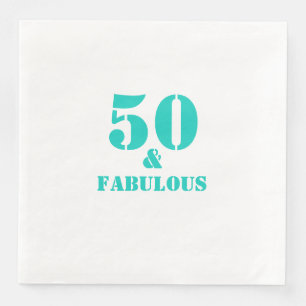 Serviette En Papier 50 Et Fabuleuse fête d'anniversaire Turquoise Blue