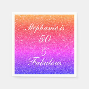 Serviette En Papier 50 Et Fabuleuse Parties scintillant Rose D'Anniver