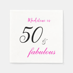 Serviette En Papier 50 et fabuleuse typographie rose 50e anniversaire