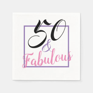 Serviette En Papier 50 Et fabuleux 50e anniversaire Pink Purple Napkin