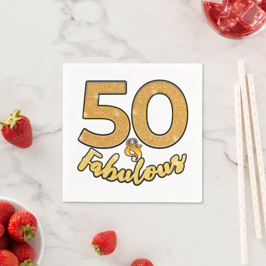 Serviette En Papier 50 et fabuleux 50e Gold Effect Anniversaire (En situation)