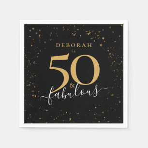Serviette En Papier 50 et fabuleux Anniversaire Black Gold Confetti Ch