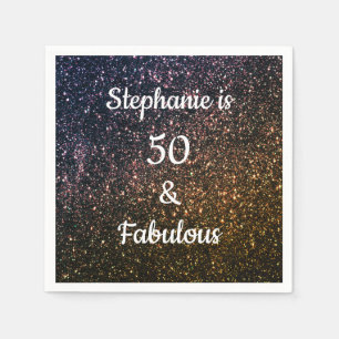 Serviette En Papier 50 Et Fabuleux Anniversaire Gold Black Parties sci