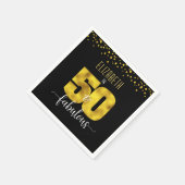 Serviette En Papier 50 et fabuleux anniversaire noir feuille d'or conf (Coin)