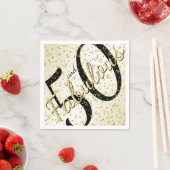 Serviette En Papier 50 et Fabuleux anniversaire noir/Gold Script (En situation)