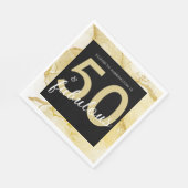 Serviette En Papier 50 Et Fabuleux Anniversaire Noir Or (Coin)