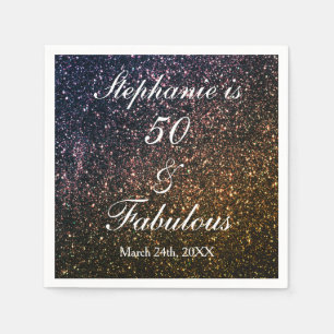 Serviette En Papier 50 Et Fabuleux Anniversaire Or Noir Parties scinti