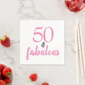 Serviette En Papier 50 et fabuleux anniversaire rose et noir (En situation)