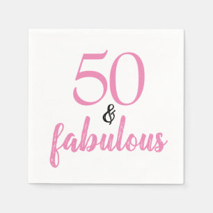 Serviette En Papier 50 et fabuleux anniversaire rose et noir