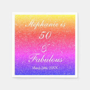 Serviette En Papier 50 Et Fabuleux Anniversaire rose violet Parties sc
