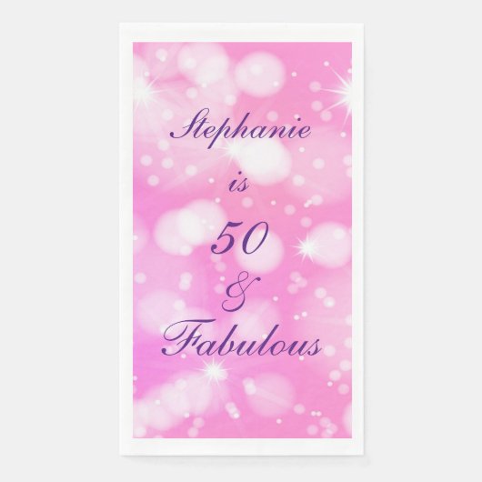 Serviette En Papier 50 Et Fabuleux Anniversaire rose violet Parties sc (Devant)
