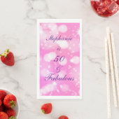 Serviette En Papier 50 Et Fabuleux Anniversaire rose violet Parties sc (En situation)