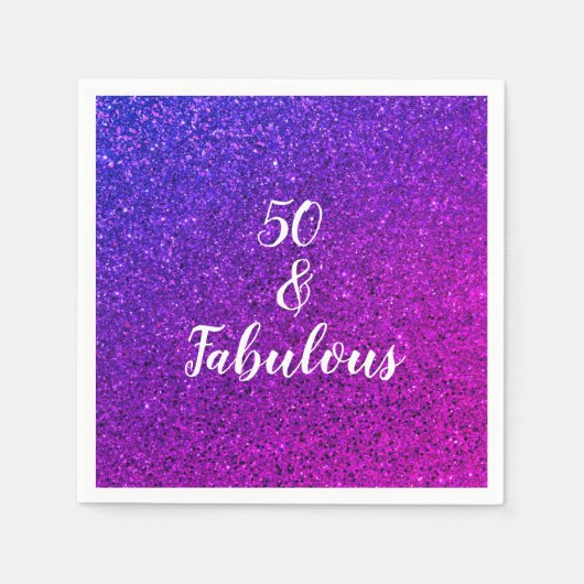 Serviette En Papier 50 Et Fabuleux Anniversaire rose violet Parties sc (Devant)
