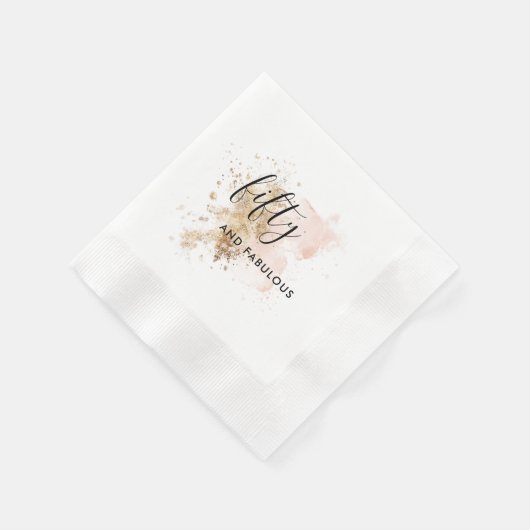 Serviette En Papier 50 Et Fabuleux Anniversaire Serviettes Rose Et Or (Coin)