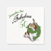 Serviette En Papier 50 et fabuleux Anniversaire Sheltie Chien Vert (Devant)