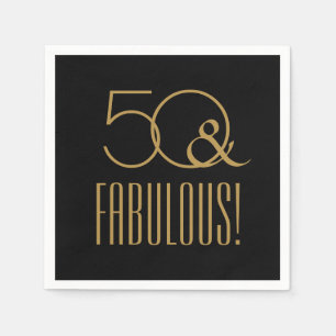 Serviette En Papier 50 ET FABULEUX ! Black and Gold 50e anniversaire
