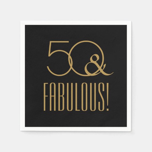 Serviette En Papier 50 ET FABULEUX ! Black and Gold 50e anniversaire (Devant)