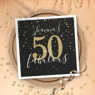 Serviette En Papier 50 et fabuleux Black and Gold 50e anniversaire