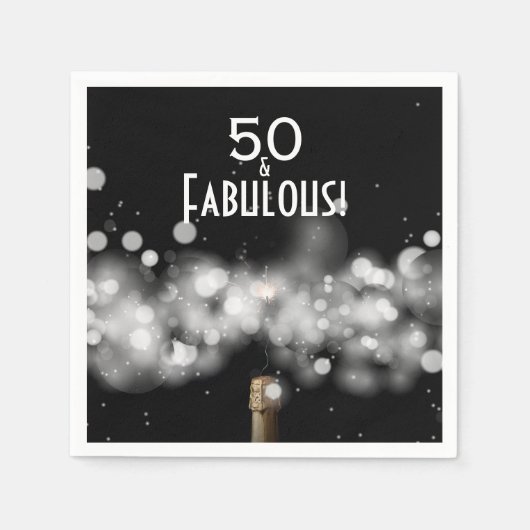 Serviette En Papier 50 et Fabuleux Champagne Anniversaire Serviettes (Devant)