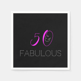 Serviette En Papier 50 et fabuleux | Chic Hot Rose Black Anniversaire