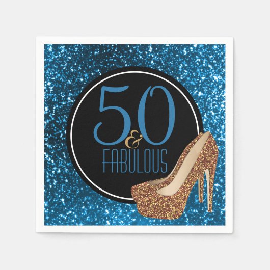 Serviette En Papier 50 et fabuleux | Élégant 50e Anniversaire talons h (Devant)
