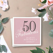 Serviette En Papier 50 et fabuleux élégant script rose 50e anniversair