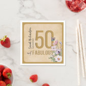 Serviette En Papier 50 et fabuleux Fleur sauvage Anniversaire (En situation)
