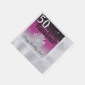 Serviette En Papier 50 et Fabuleux noir, rose et blanc avec étoiles (Coin)