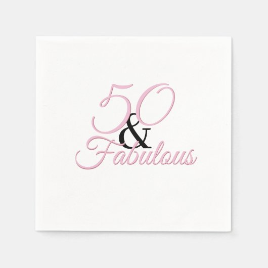 Serviette En Papier 50 et fabuleux | Pink Anniversaire Papier de fête  (Devant)