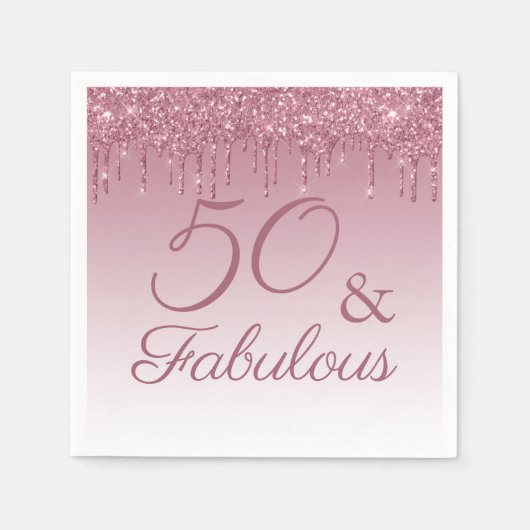 Serviette En Papier 50 et fabuleux Rose Gold rose Parties scintillant (Devant)