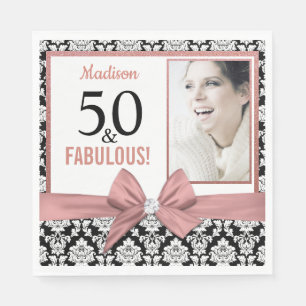 Serviette En Papier 50 et Fabuleux Rose or arc damask 50e anniversaire