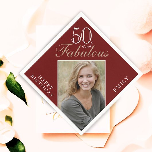 Serviette En Papier 50 et fabuleux script photo 50e anniversaire