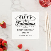Serviette En Papier 50 et Fabuleux Script Rustique Ligne d'Art Noir Bl (En situation)