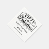 Serviette En Papier 50 et Fabuleux Script Rustique Ligne d'Art Noir Bl (Coin)