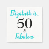 Serviette En Papier 50 et fabuleux Turquoise Anniversaire Serviettes (Devant)