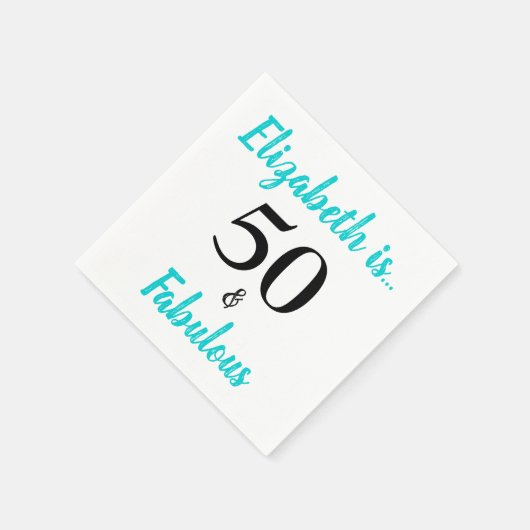 Serviette En Papier 50 et fabuleux Turquoise Anniversaire Serviettes (Coin)