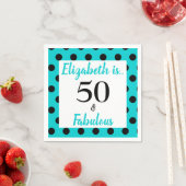 Serviette En Papier 50 et Fabuleux Turquoise Blue Anniversaire (En situation)